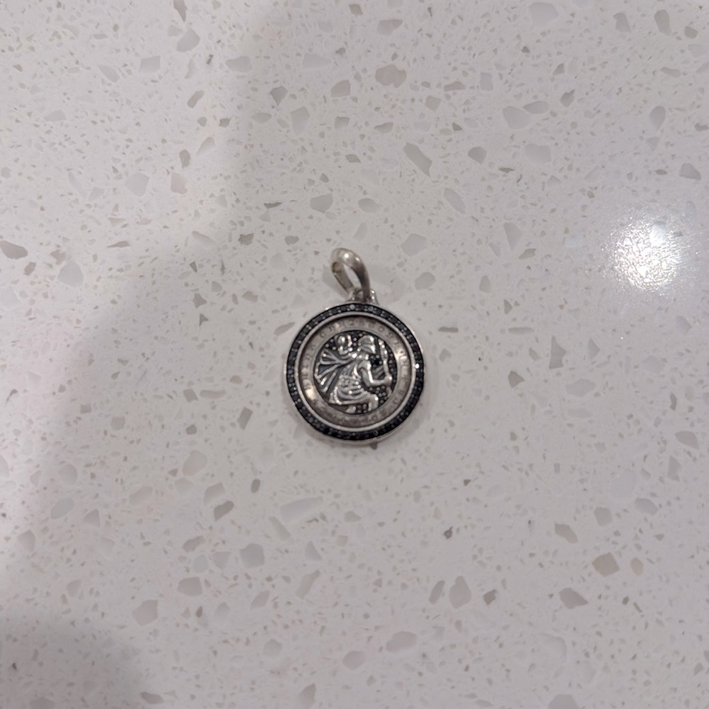 St. Christopher Amulet
Sterling Silver with Black Diamonds, 26.5mm